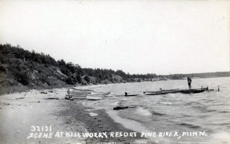 Scene at Killworry Resort, Pine River Minnesota, 1940's