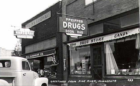 Our Own Hardware and Pfeiffer Drugs, Pine River Minnesota, 1950