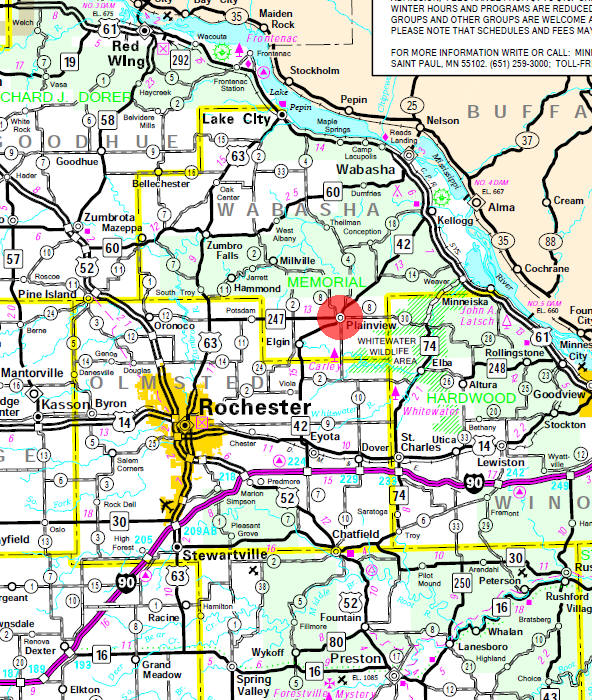 Minnesota State Highway Map of the Plainview Minnesota area