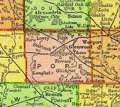 1895 Map of Pope County Minnesota