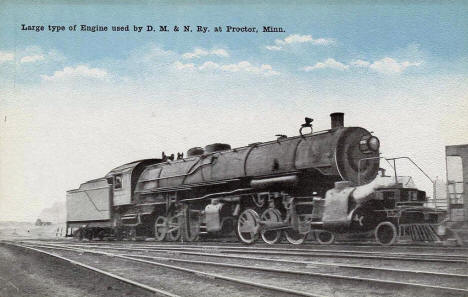 Large type of engine used by D. M. & N. Railway, Proctor Minnesota, 1920's?