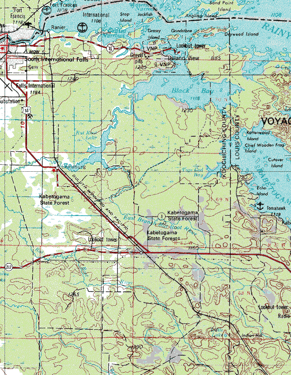 Topographic map of the Ray Minnesota area