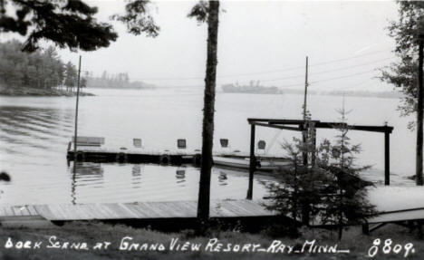 Dock scene at Grand View Resort, Ray Minnesota, 1930's?
