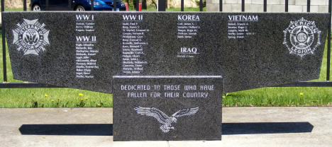 Close-up view of Veterans Memorial, Red Lake Falls Minnesota, 2008