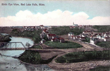 Birds Eye View, Red Red Lake Falls Minnesota, 1916