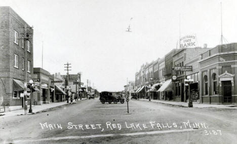 Main Street, Red Red Lake Falls Minnesota, 1920's