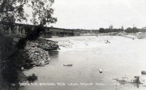 Dam and Railroad Bridge, Red Lake Falls Minnesota, 1940's?