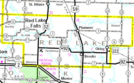 Minnesota State Highway Map of the Red Lake County area