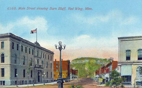 Main Street showing Barn Bluff, Red Wing Minnesota, 1910's