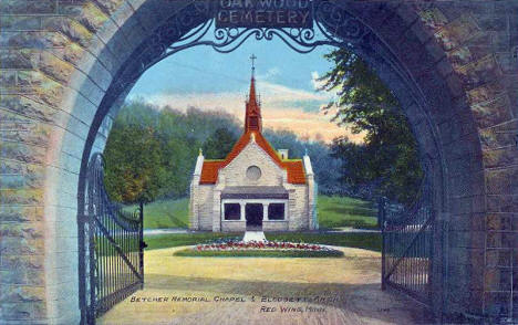 Betcher Memorial Chapel and Blodgett Arch in Oakwood Cemetery, Red Wing Minnesota, 1910's
