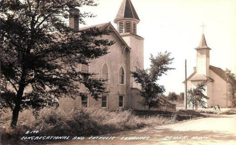 Congregational and Catholic Churches, Remer Minnesota, 1950's?