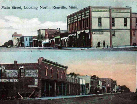 Main Street looking north, Renville Minnesota, 1908