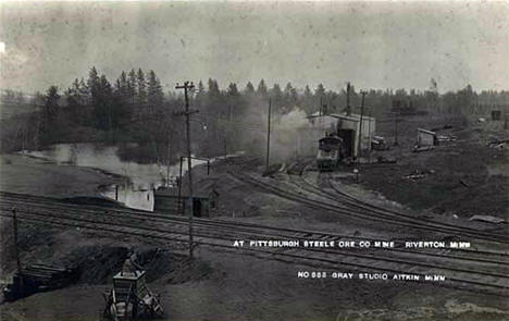 Pittsburgh Steel Ore Company railroad lines at the Rowe Mine in Riverton, 1915