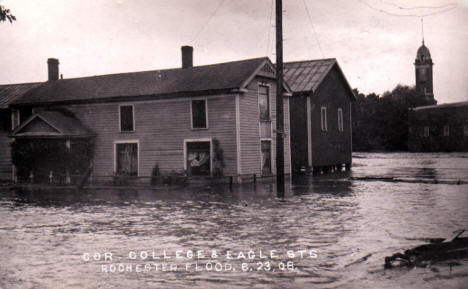 Flood, College and Eagle Streets, Rochester Minnesota, 1908