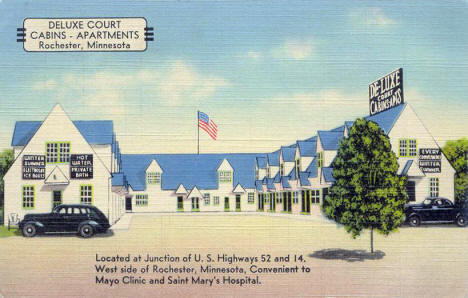 Deluxe Court Cabins and Apartments, Rochester Minnesota, 1940's
