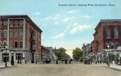 Zumbro Street looking west, Rochester Minnesota, 1914
