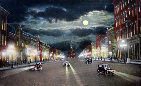 Broadway at night, Rochester Minnesota, 1920's