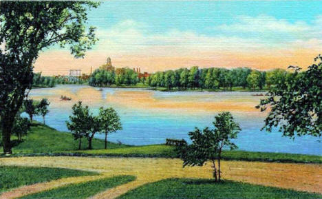 Silver Lake and Mayo Clinic in the distance, Rochester Minnesota, 1937