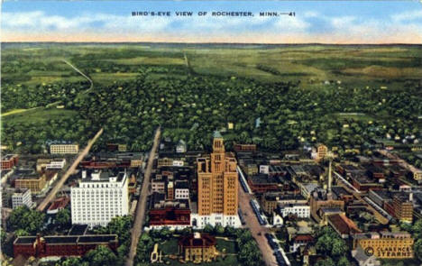 Birds eye view of Rochester Minnesota, 1940's