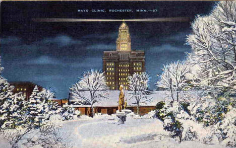 Mayo Clinic in winter, Rochester Minnesota, 1940's