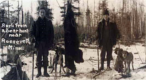 Back from a bear hunt near Roosevelt Minnesota, 1920