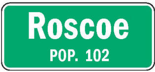 Roscoe Minnesota population sign