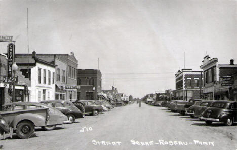 Street Scene, Roseau Minnesota, 1940's
