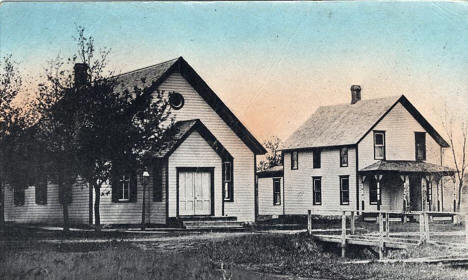 Presbyterian Church and Parsonage, Rushmore Minnesota, 1910's?