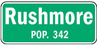 Rushmore Minnesota population sign