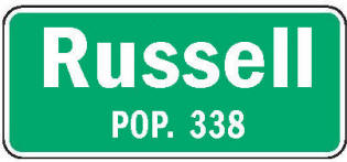Russell Minnesota population sign