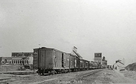 Train and Depot, Russell Minnesota, 1910's