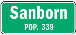 Sanborn Minnesota population sign