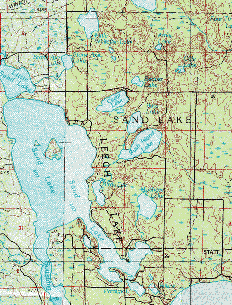 Topographic map of Sand Lake Township Minnesota