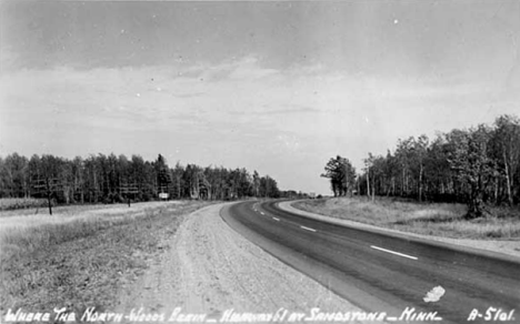 Highway 61 and forested area near Sandstone, 1958