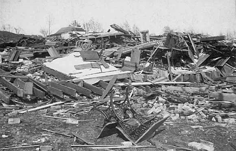Ruins of school house at Sauk Rapids after cyclone, 1886