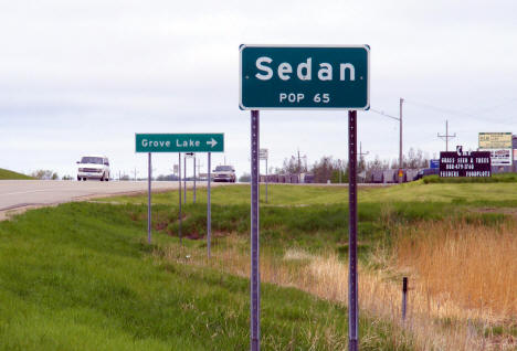 Sedan Minnesota population sign, 2008