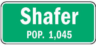 Shafer Minnesota population sign