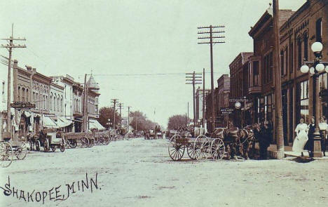 Street scene, Shakopee Minnesota, 1900's