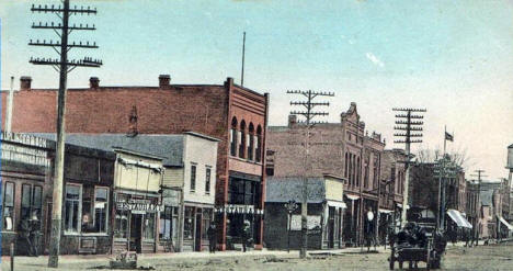 West side of Main Street in Central Block, Sherburn Minnesota, 1900's
