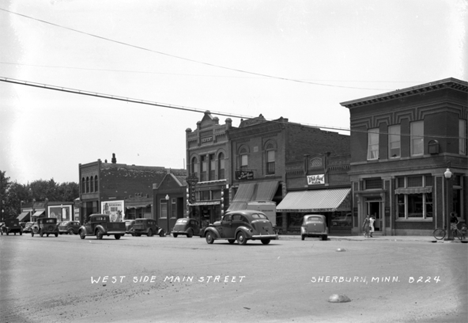 West side of Main Street, Sherburn Minnesota, 1939