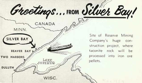 Postcard Announcement for new town, Silver Bay, 1954
