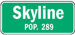 Skyline Minnesota population sign