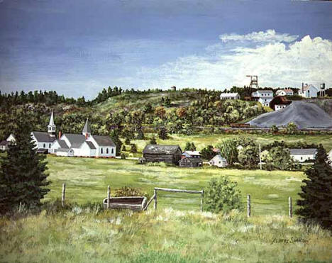 Soudan Minnesota: One of the First Iron Mines - Oil Painting by Albert Swanson, 1970