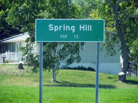 Spring Hill Minnesota population sign, 2009