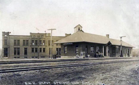 Chicago Northwestern Depot, Springfield Minnesota, 1910's