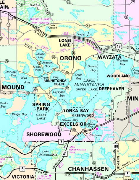 Minnesota State Highway Map of the Spring Park Minnesota area