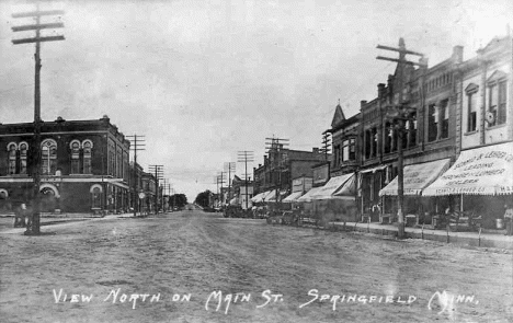 View north on Main Street, Springfield Minnesota, 1907