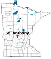Location of St. Anthony Minnesota