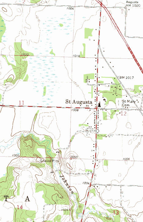 Topographic map of the St. Augusta Minnesota area