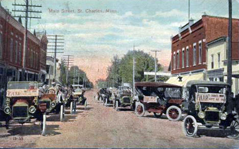 Main Street, St. Charles Minnesota, 1913